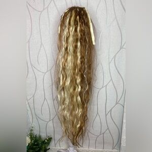 🎀🌷 40” Extra Long Wavy Ponytail Hair Extension Brown & Blonde Highlights